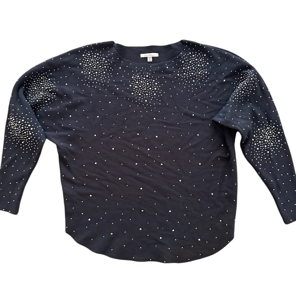 Vita Milano Pullover Sweater Womens Medium Black Excellent Studded Wool Blend